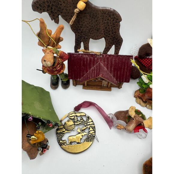 Moose Theme Christmas Ornament Lot ~ 9 Ornaments in Lot - Picture 3 of 4